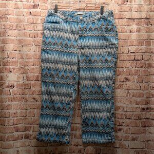 Masseys Pants Blue/Black/White Patterned Size 14